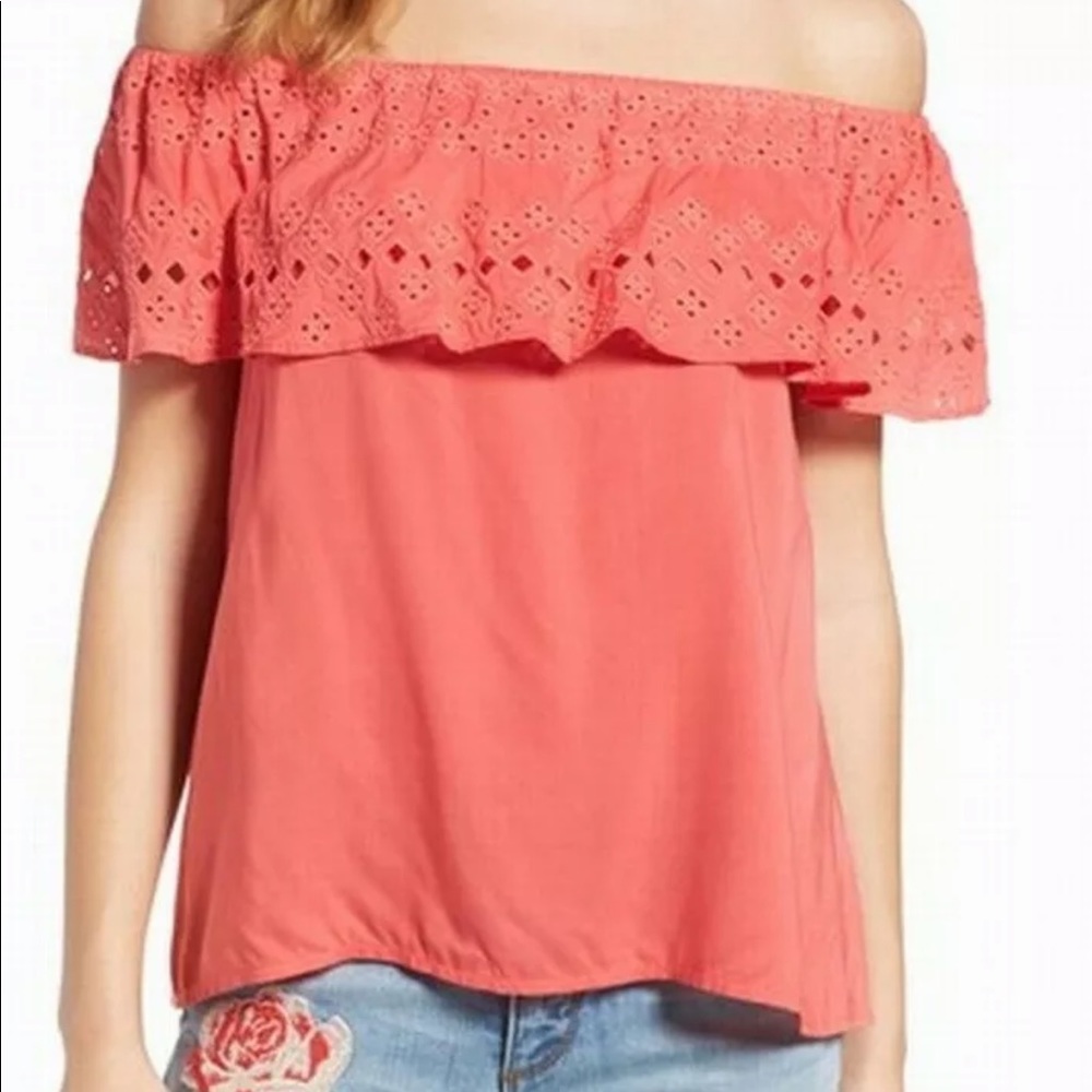 Sanctuary off shoulder coral like color top medium - Picture 3 of 3